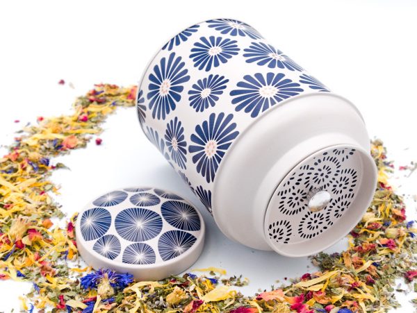 Dose mit Blumen weiß 175g