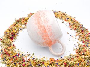 Tasse Kugelform creme - orange